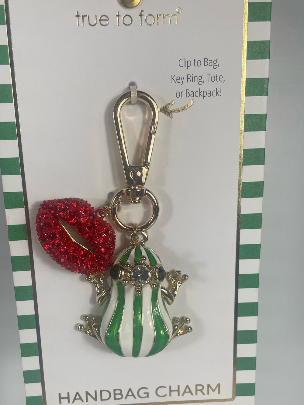 True to Form "Kissing a Frog Prince" Handbag Charm Keychain NWT